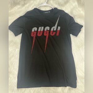 Gucci Black Tee with Red and White Graphic
